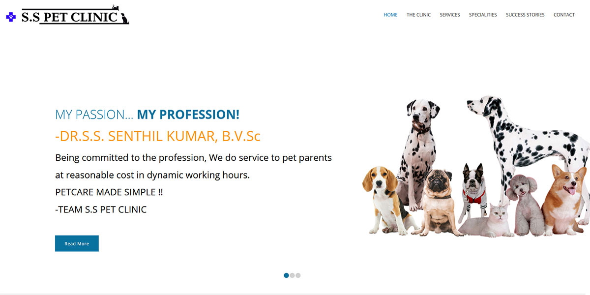 SS Pet Clinic – WordPress website