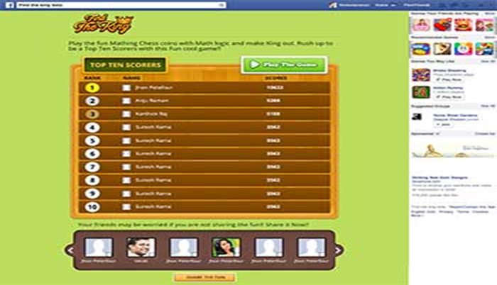 Find The King FaceBook game for all devices
