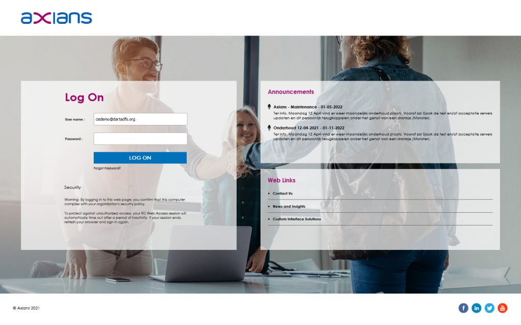 Axians – RD Web Access 2019 Login