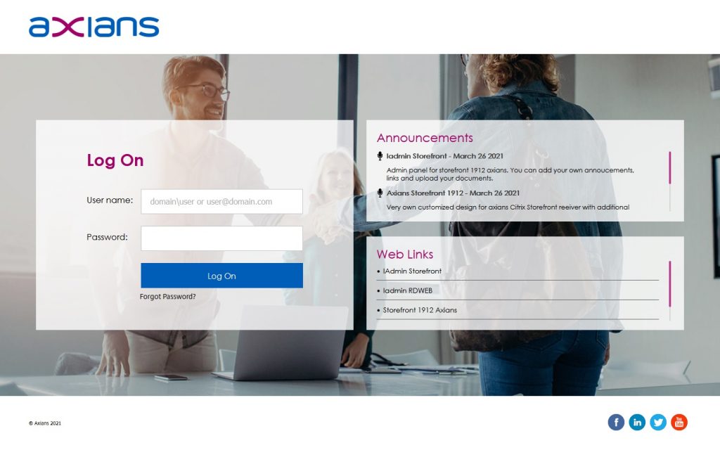 Axians – Citrix Store Front 1912 Login