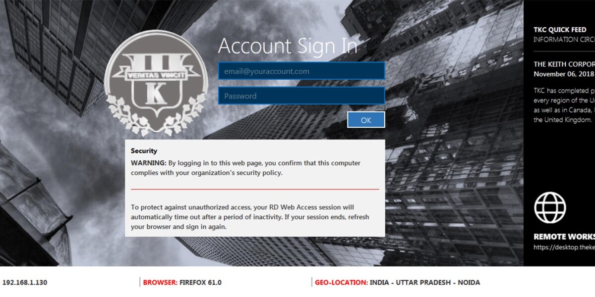 Microsoft Remote Desktop Web Access 2016