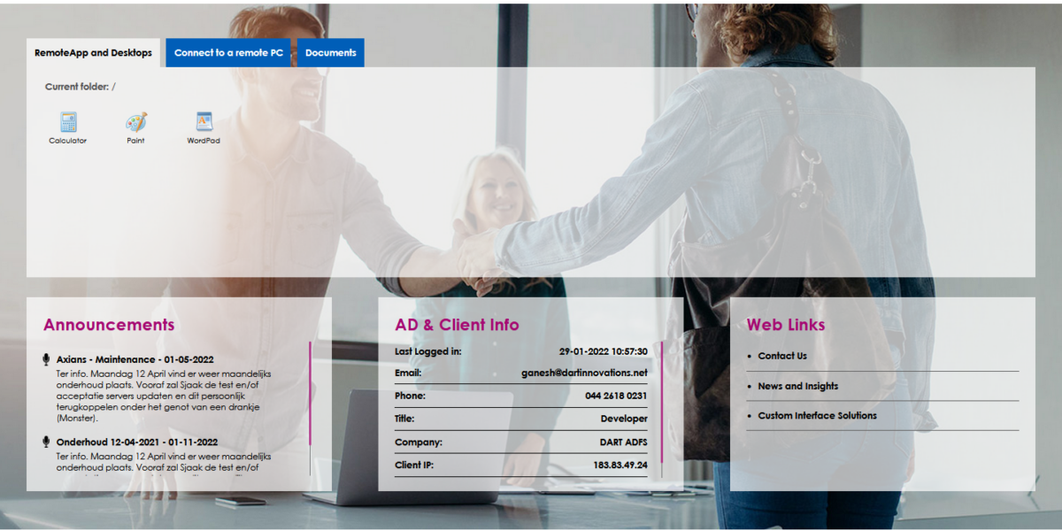 Axians – RD Web Access 2019 After Login Axians – RD Web Access 2019 After Login