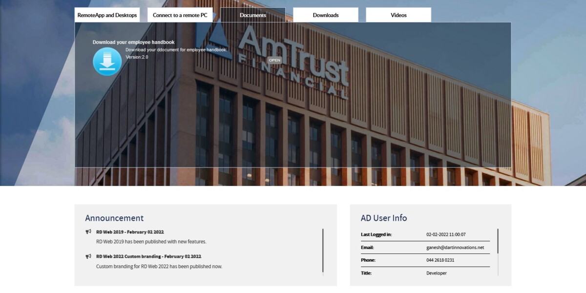 Amtrust – RD Web Access 2019 Documents Amtrust – RD Web Access 2019 Documents