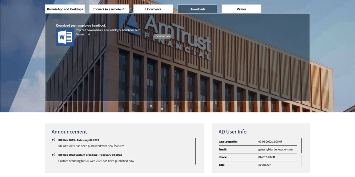 Amtrust – RD Web Access 2019 Downloads Amtrust – RD Web Access 2019 Downloads