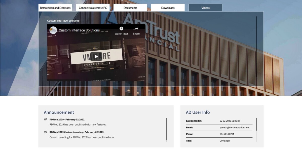 Amtrust – RD Web Access 2019 Videos Amtrust – RD Web Access 2019 Videos