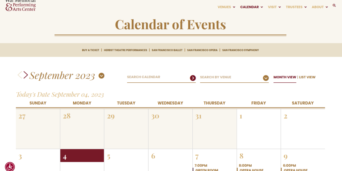 The website is an informative website about the events where we built a custom calendar which pulls data from Artifax API. The calendar design was too complex so had to build a custom plugin to match the design. The calendar has lot of view such as month, list and detail view and all with specific appearance to mobile and desktop.
