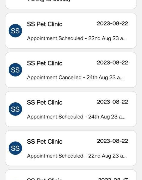 VetNvet Client Connect Mobile App – Messages List