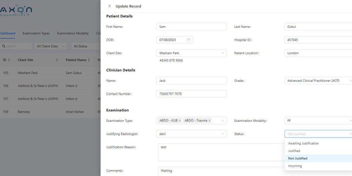 Edit/Add Patient record, change status and comment. Update-Client-Record