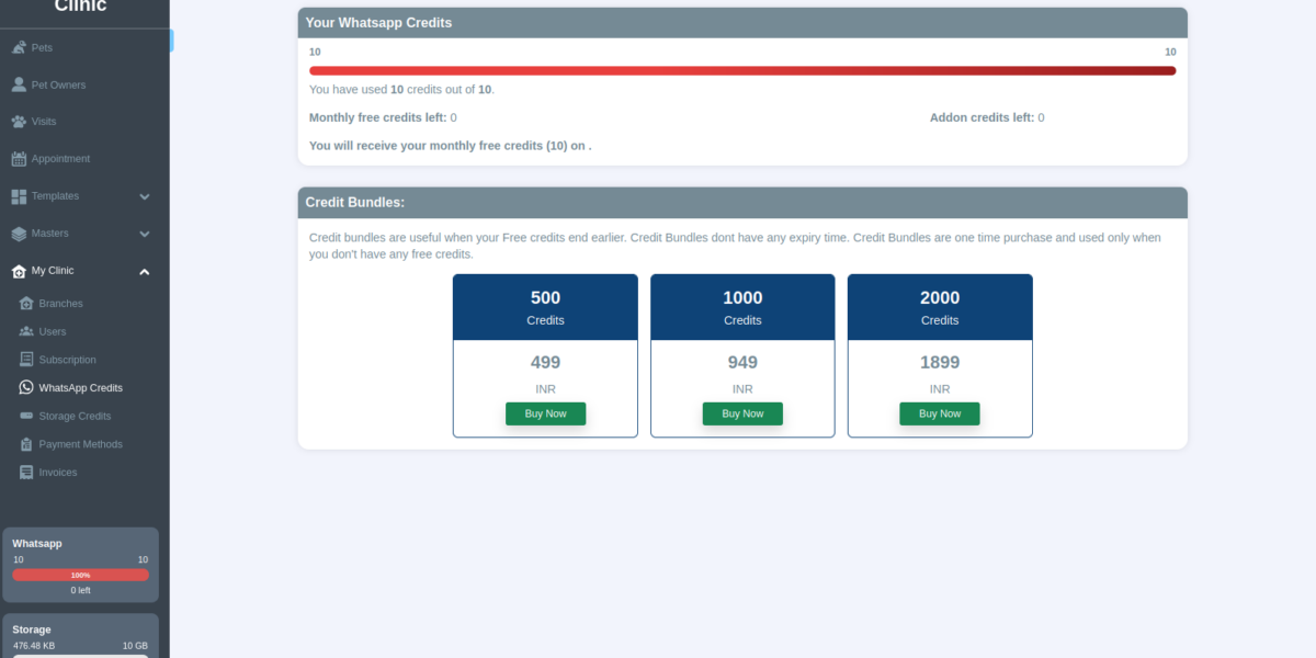 Buy additional WhatsApp Credits